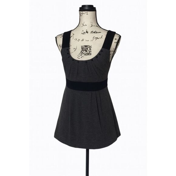 Theory Theola Wool Empire Waist Tank Top Women’s Size Small Gray Black Button De - Picture 1 of 4